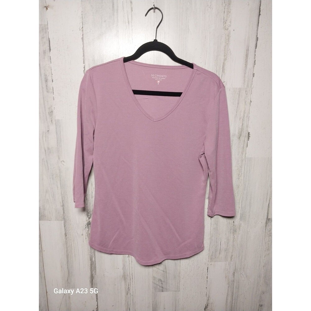 Segments Tencel Modal Blend Womens Small V Neck 3/4 Sleeve  Shirt